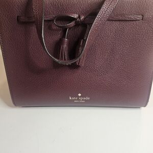 KATE SPADE NY HAYES STREET ISOBEL LEATHER BURGANDY PREPPY SATCHEL CROSSBODY